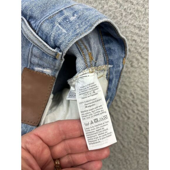 Madewell The Mom Jean Womens 23 Tall Light Wash Blue Distressed Denim High Rise - Picture 9 of 14